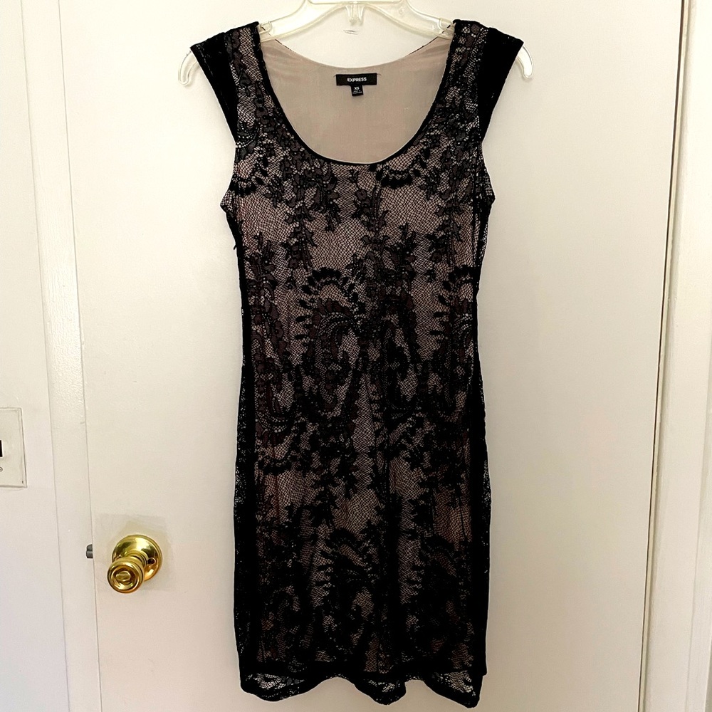 Express black beige dress